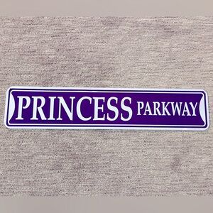 Princess Parkway Metal Sign 24” x 5” purple and white